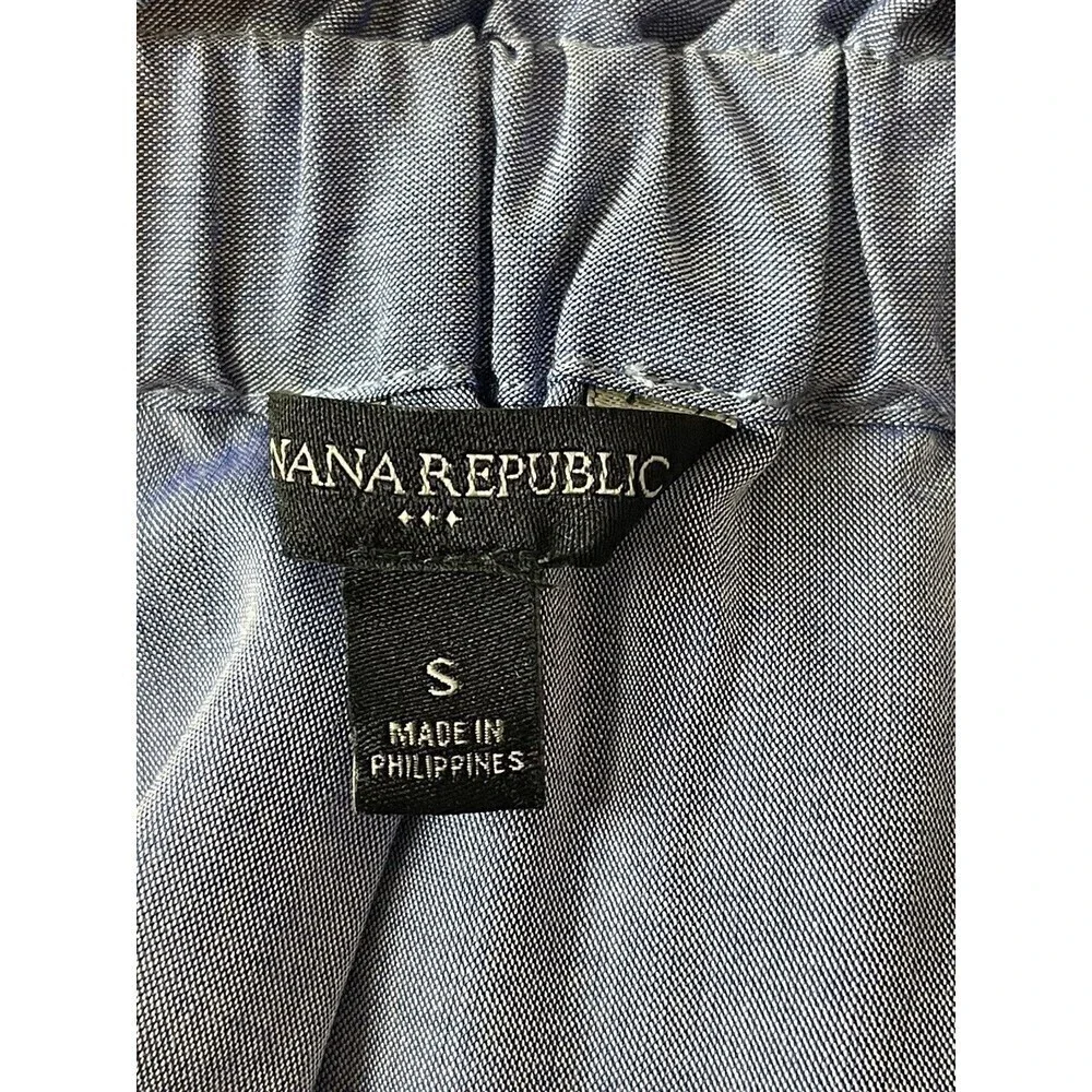 Banana Republic Womens Blue Chambray Off The Shoulder Top Size S Puff Sleeve